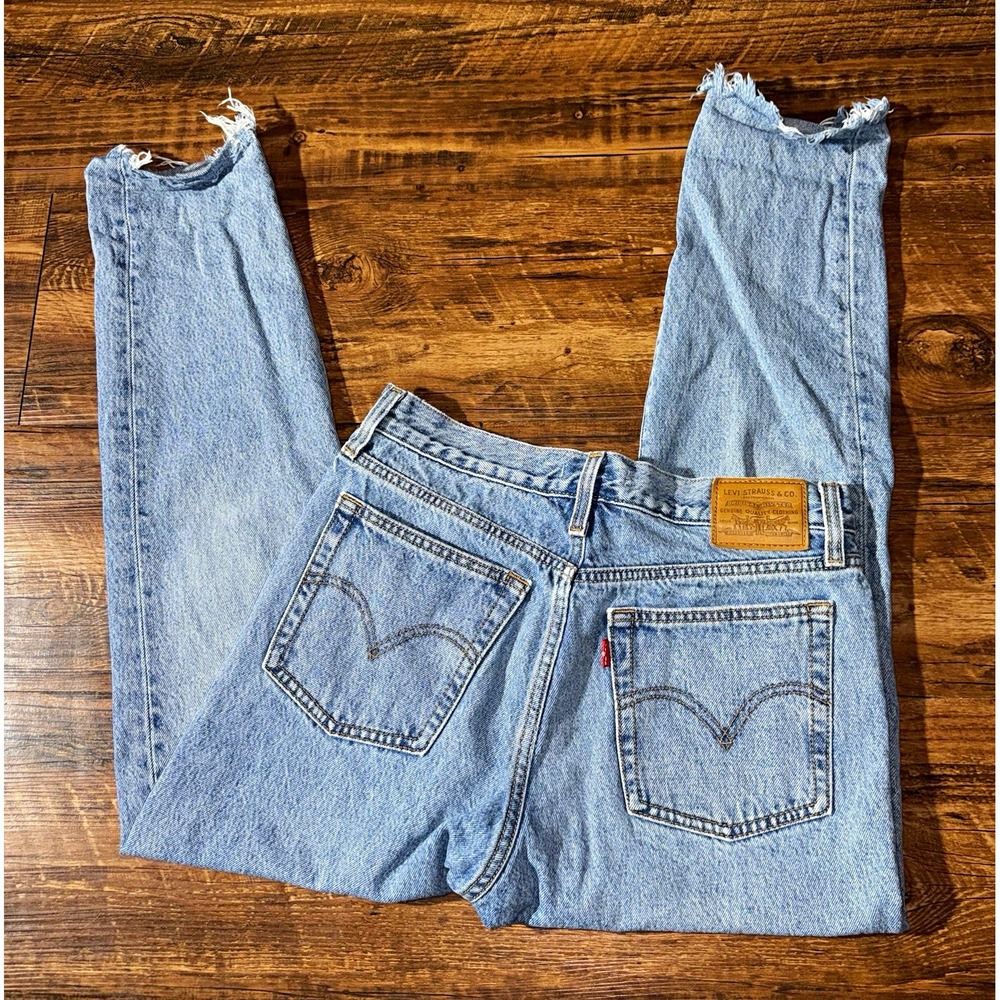 Levi's Wedgie Blue Denim Slim Fit Straight Button Fly Jeans Size 28 Raw Hem